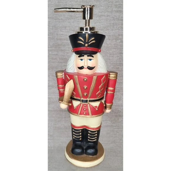 Nutcracker Soap Dispenser Red Gold Christmas Holiday Decor