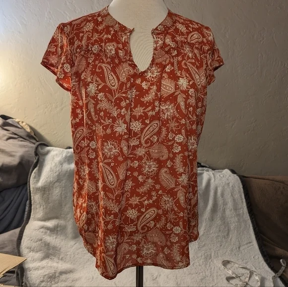 PaperMoon Orange Floral‎ Bouse Womens size L