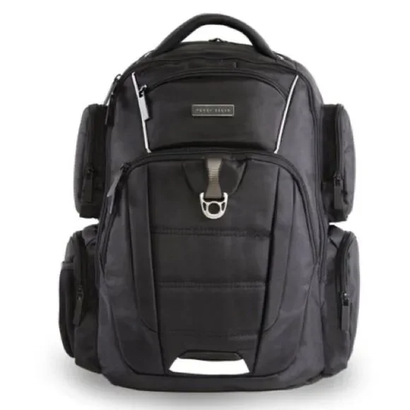 Perry Ellis Black 350 Laptop Backpack- Black travel bag, business bag $160 bag