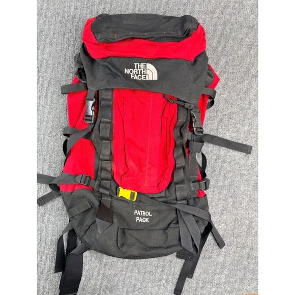 Vintage North Face Patrol Pack Backpack Red Black Hiking Travel Nylon Bag