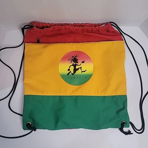 Jamaica Rasta Drawstring Bag Knapsack‎ Running Man Canvas Rastafarian Rastafari