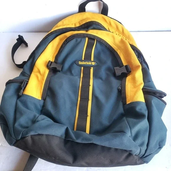 Timberland Vintage Backpack Blue‎ Yellow Colorblock Hiking Bag