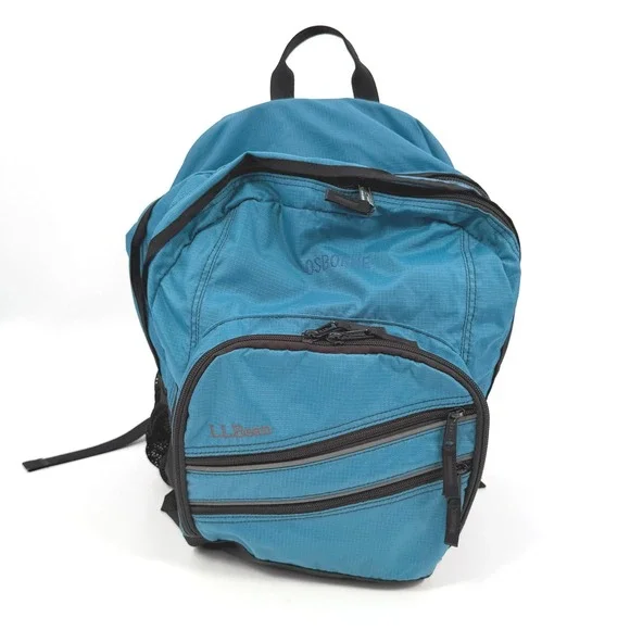 L.L. Bean Original Book Pack Travel School Teal Blue Nylon Backpack