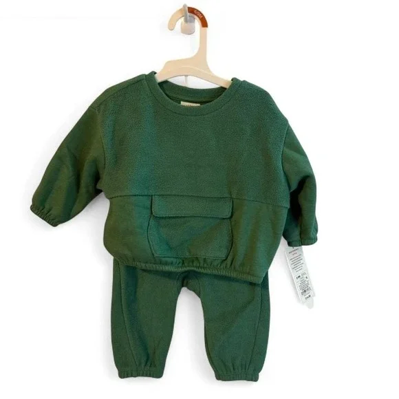 Baby Boys 2pc Green Fleece Sweatshirt‎ and Jogger Set 6-9 months