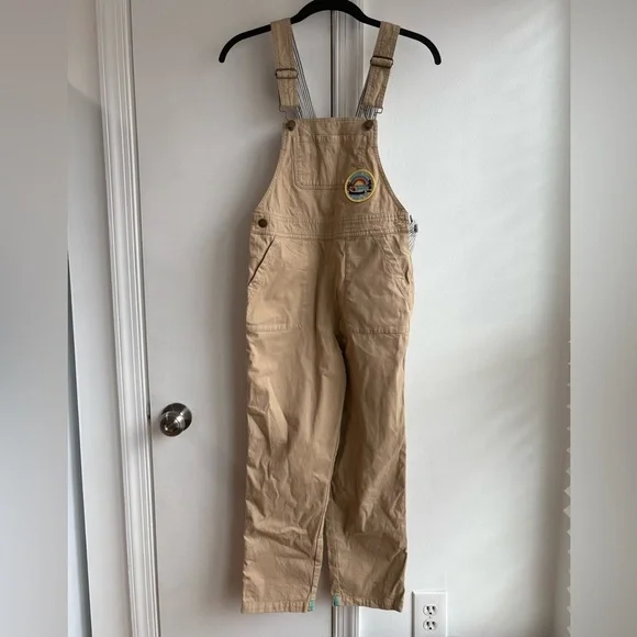 Roots Beige Kids Overalls with Patch