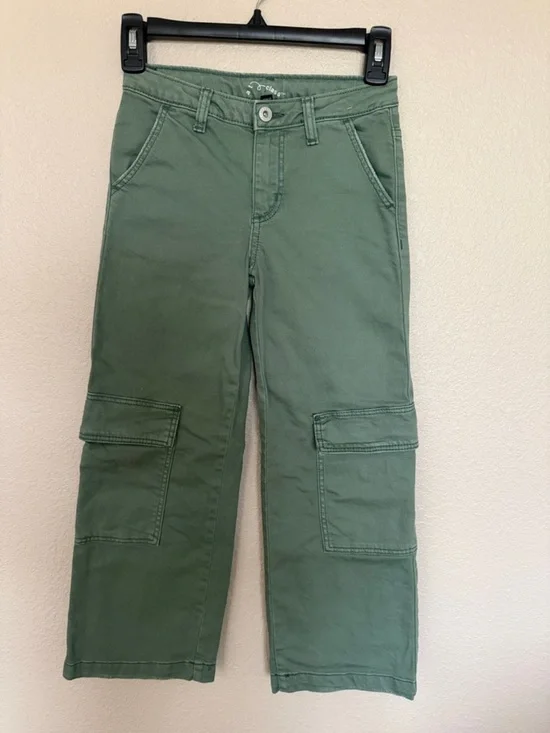 Girl’s Light Sage Cargo Wide-Leg Pants