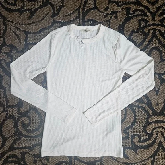 Madewell Drapey Rib Long-Sleeve Tee Size Small Women's NS593