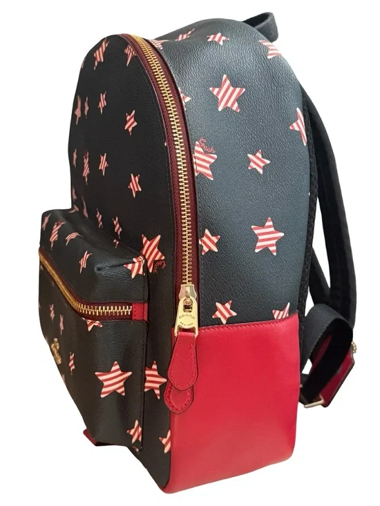 Coach Star-Print Mini Backpack - Black with Red Accents