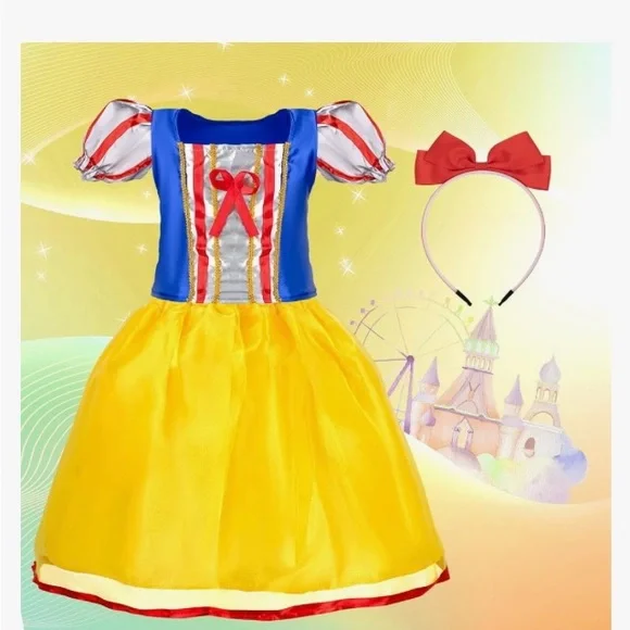 🐿️🌲Snow White🌲🐿️Princess Costume 2pc Dress with Headband