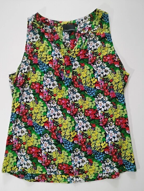 Cynthia Rowley Blouse Womens XL Multicolor Floral Casual Summer Festival Top