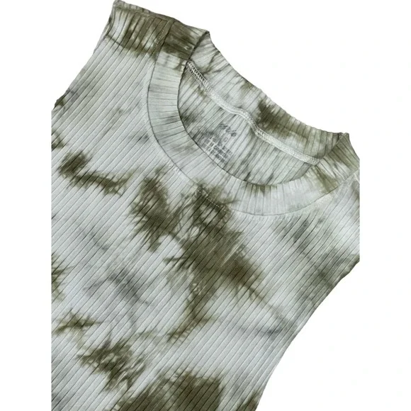 NWT Aerie Olive Green Tye-Dye, Cutoff Crop‎ Tank, L, #546-T