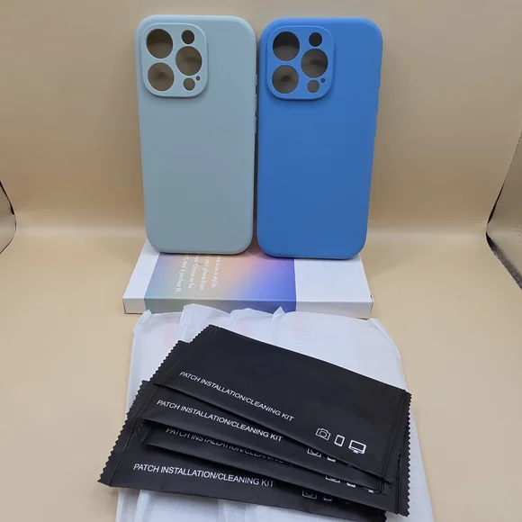 New- 2 iPhone 16 Pro Cases, 4 Glass Screen Protectors Matte Blue Teal