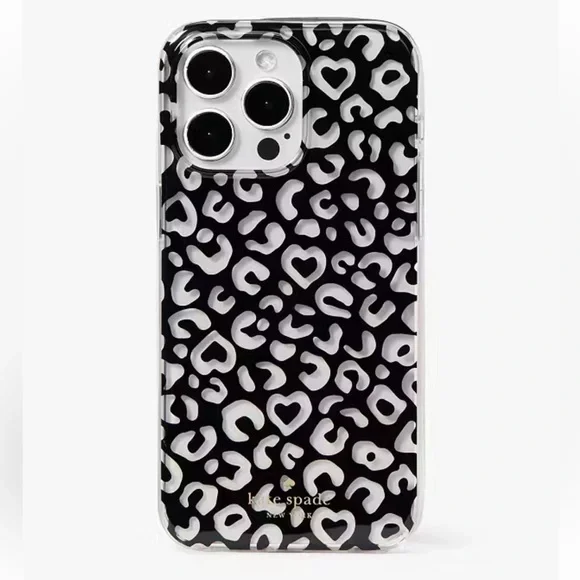 NIP♠️🆕Kate Spade ♠️ 🆕 Graphic Leopard Heart Print iPhone 15 Pro Max Case🐆♠️