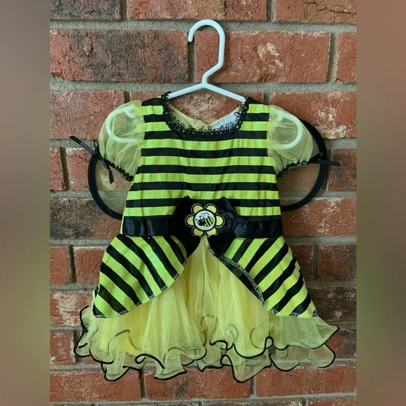 Baby Girl Yellow & Black Stripe Bumblebee Costume Dress