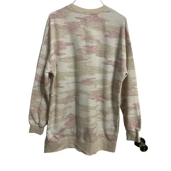 Old Navy Camo Oversize Sweatshirt Tunic Beige Pink Size S Tall
