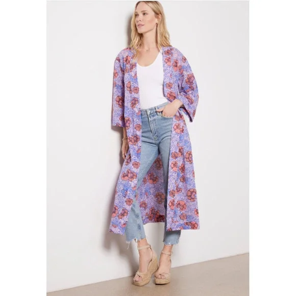 CLEOBELLA NWT Zoya Long Duster Kimono Wrap Cover Up // XS / S