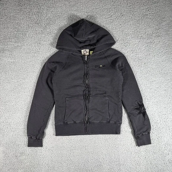 Vintage Volcom Star Dove Zip Up Hoodie Womens Medium Black Logo Skate Surf