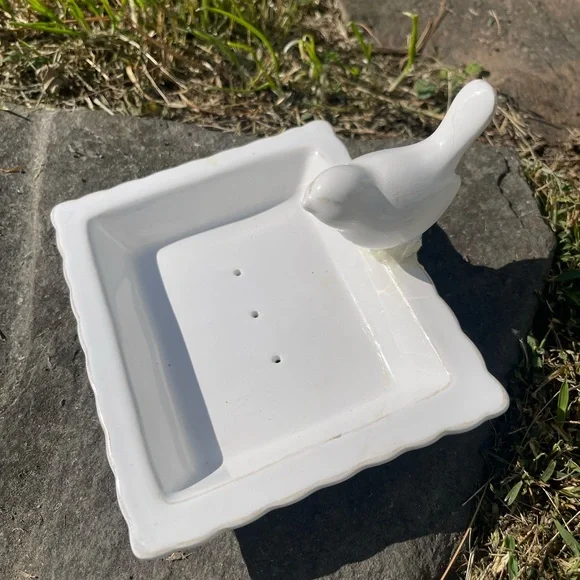 White Ceramic Bird Soap Dish