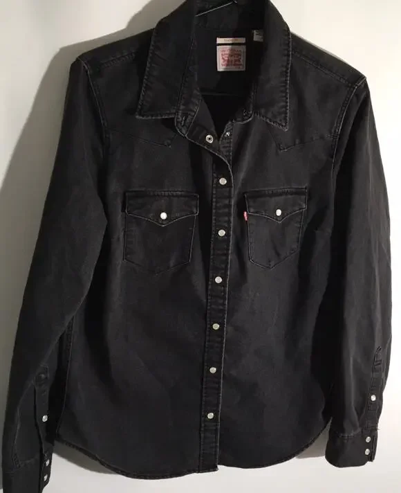 Levi's Ultimate Women's Size Medium Black Western Fringe Denim Long Sleeve Top