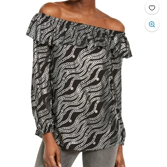 NWT MICHAEL KORS Womens Silver Long Sleeve Scoop Neck Evening Top Petite