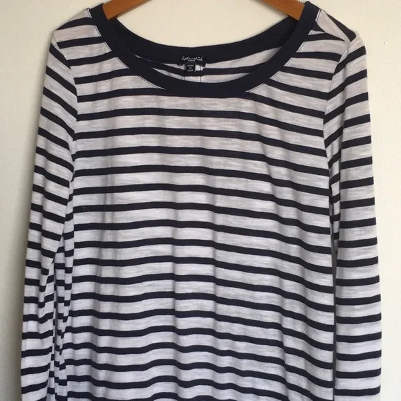 Sonoma Navy and White Striped Long Sleeve Shirt 106