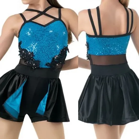 WEISSMAN Dance Costume blue jazz tutu sequin AIN'T NO OTHER MAN 10582 SA adult