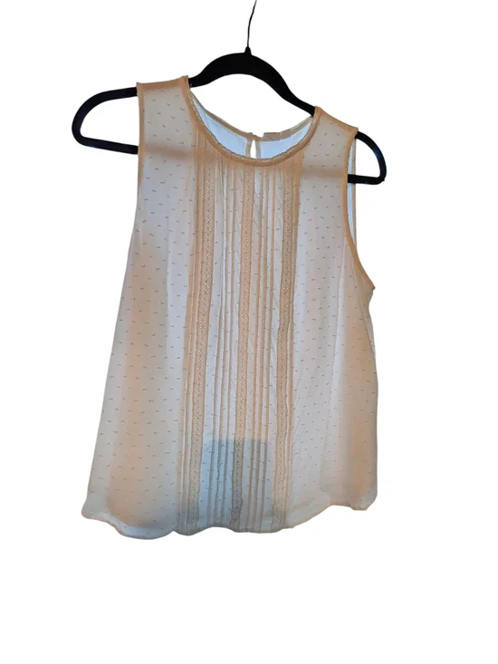 GAP White  Sleeveless Pintuck Lace Front Blouse