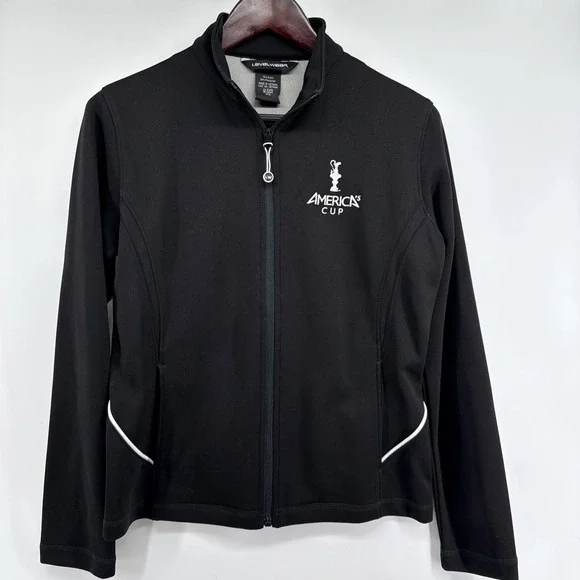 America's Cup Embroidered Level Wear Women's Size Medium Black Long Sleeve Zipup