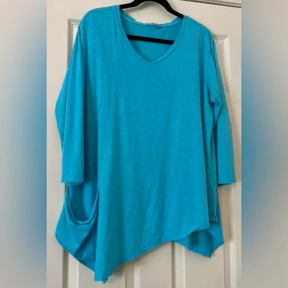 Fresh Produce Aquarium Blue Cotton Top With‎ Pocket Size Medium