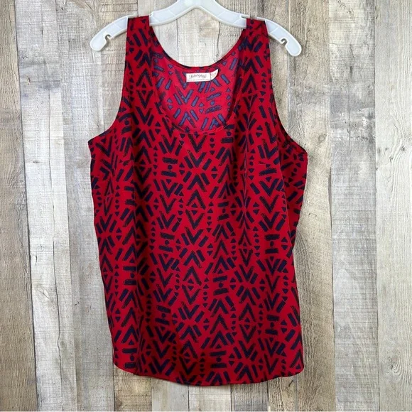 Faded Glory XXL(20) Red & Navy Blue Print Tank Top