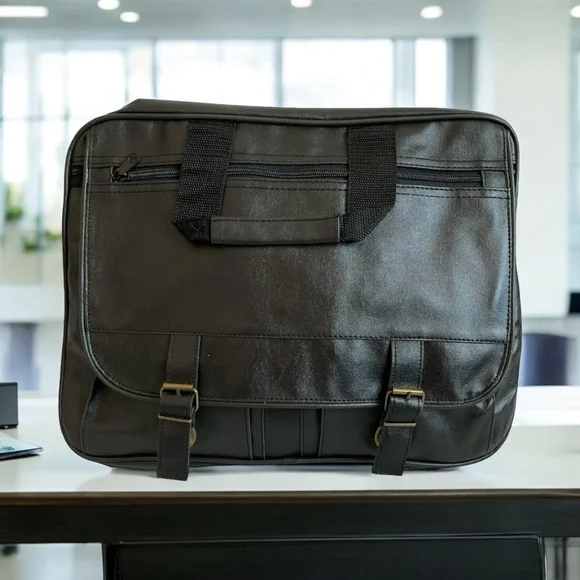 Men's Briefcase Black Leatherette Travel Bag Laptop Bag Waterproof Messenger Bag