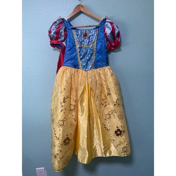Disney Parks Girls Snow White Gold with Cape Costume Halloween Dress Up Dress 13