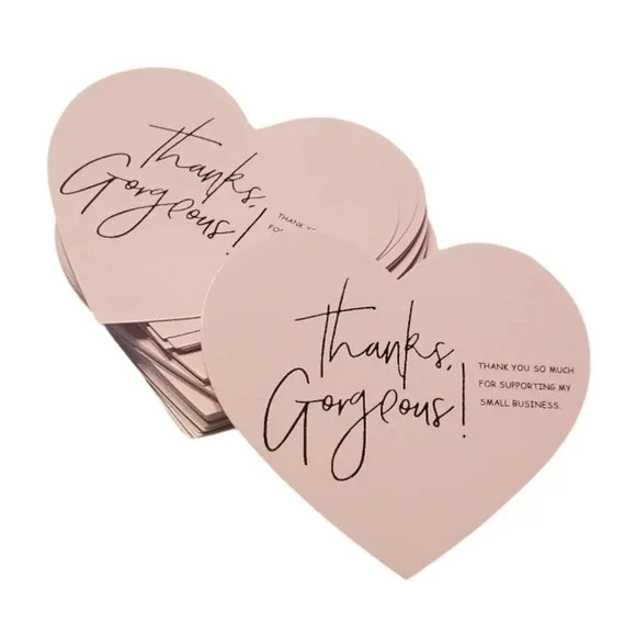 NEW Heart Shaped Business Thank You Cards 50 PCS Shipping Supplies Packaging