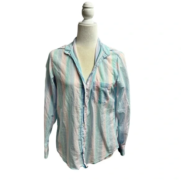 Grayson The Hero Long Sleeve Striped Button Up Down Frank & Eileen Blue Pink 01