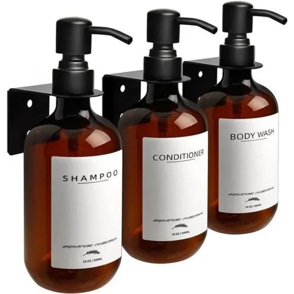Shampoo Dispenser Wall Mount No Drill Shower Soap Dispenser Bathroom Amber