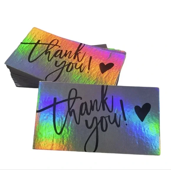 NEW Holographic Business Thank You Cards 50 PCS Shipping Packages Small Business