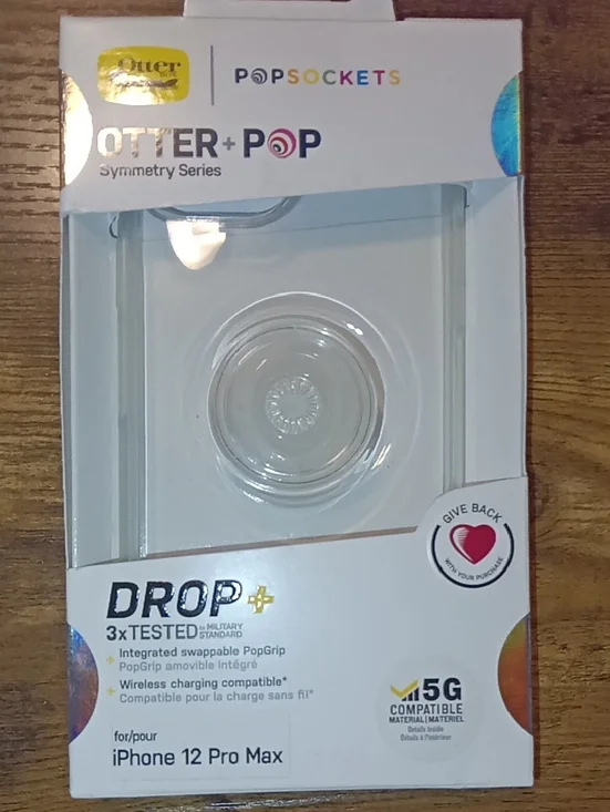 Otter + Pop Symmetry Series Drop+ Clear Case with PopGrip (Clear). S