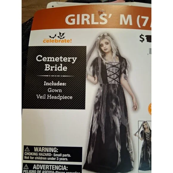 NWT Girls Way To Celebrate Cemetery Bride Halloween Costume L 10/12