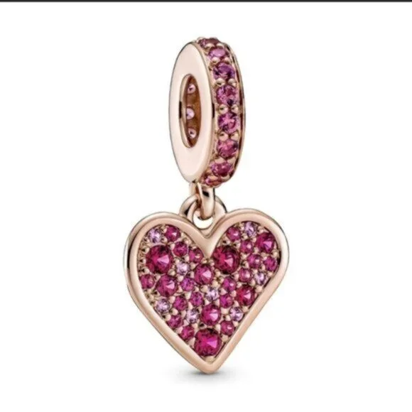 Pandora Pink Crystal Heart Bracelet Charm