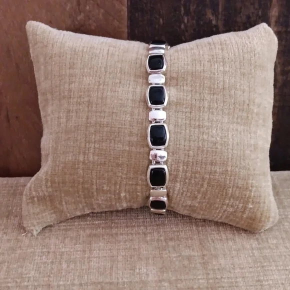 Liz Claiborne Silver Tone Black Bracelet