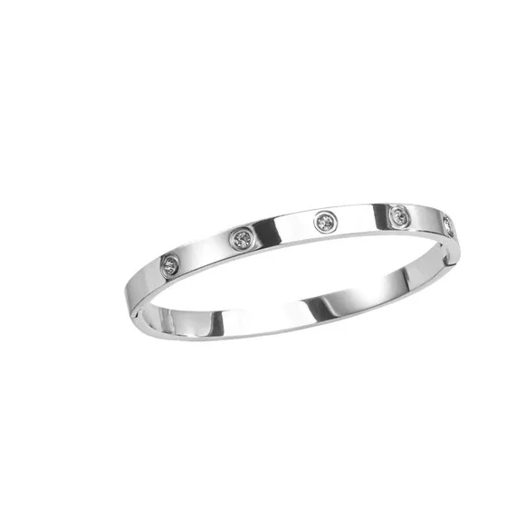 Sparkling Silver Bangle Bracelet‎ 18k Silver over Stainless SteelNWOT