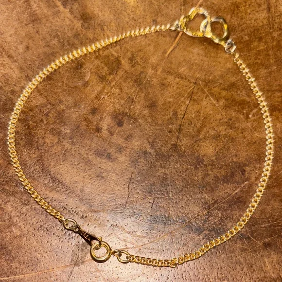 2 Hearts Entwined  9” Gold Chain Anklet Bracelet