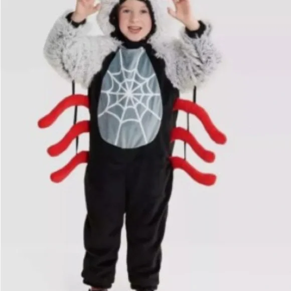 Red and Black Spider Halloween Costume with Web‎ Details