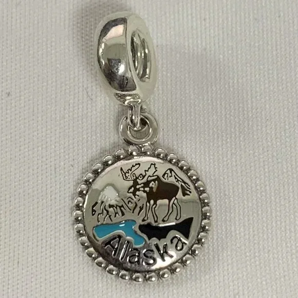 Pandora Alaska Exclusive Moose Travel Dangle Charm, S925 Silver Jewelry