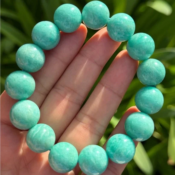 14.5mm stretchable chunky Amazonite bracelet 0688