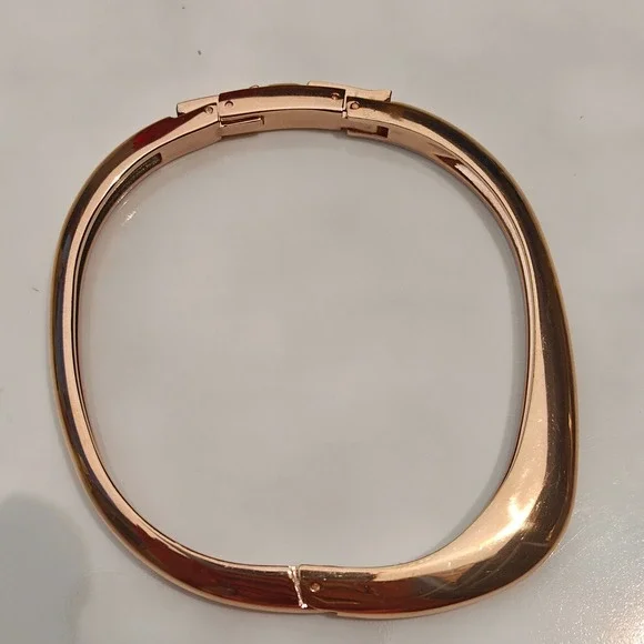 Rose Gold Tone Asymmetric Bangle Bracelet Organic Wave Cuff Extender Link