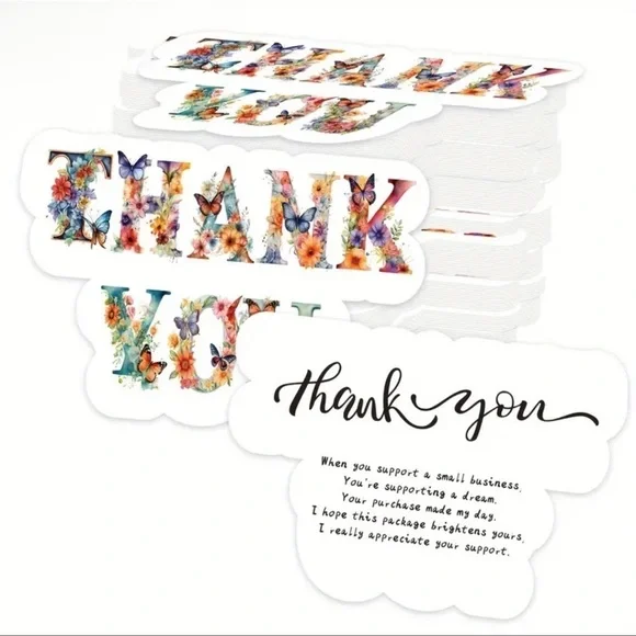Set of 50 Floral Thank you business cards