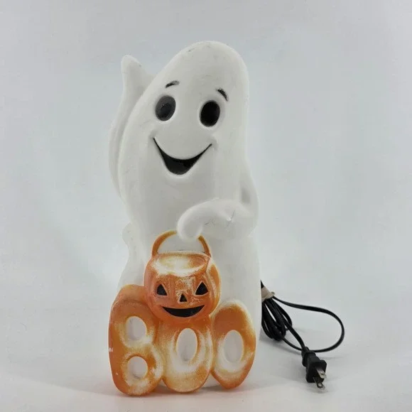 Hyde Eek 14in Halloween Light Up Blow Mold Ghost With Pumpkin