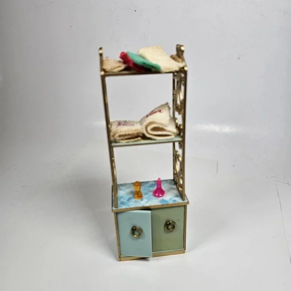 Vintage Ideal Dollhouse Bathroom Cabinet Unique‎ Towel and Accessories Storage