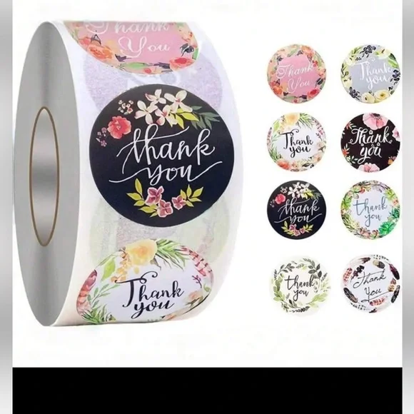 New! FloralThank You Stickers Pack of 50 Small One Inch